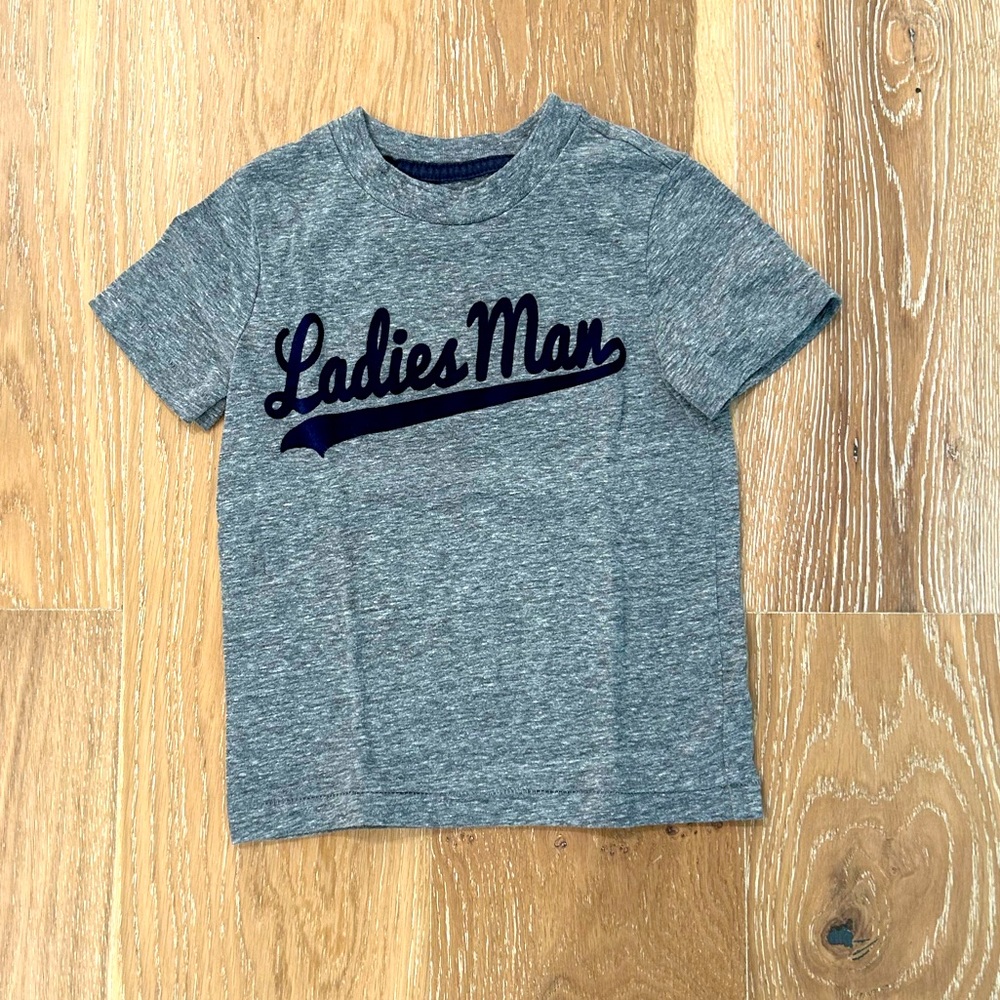 Boys Ladies Man T-Shirt gray‎ with appliqué size 2T
